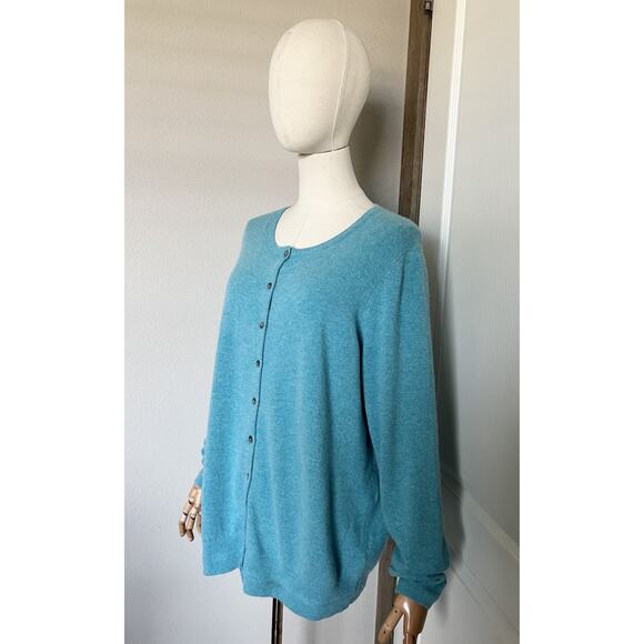 Boden Size XL Women’s 100% Cashmere Button Up Cardigan Sweater Turquoise - Picture 7 of 16